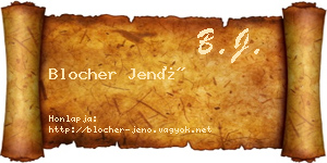 Blocher Jenő névjegykártya